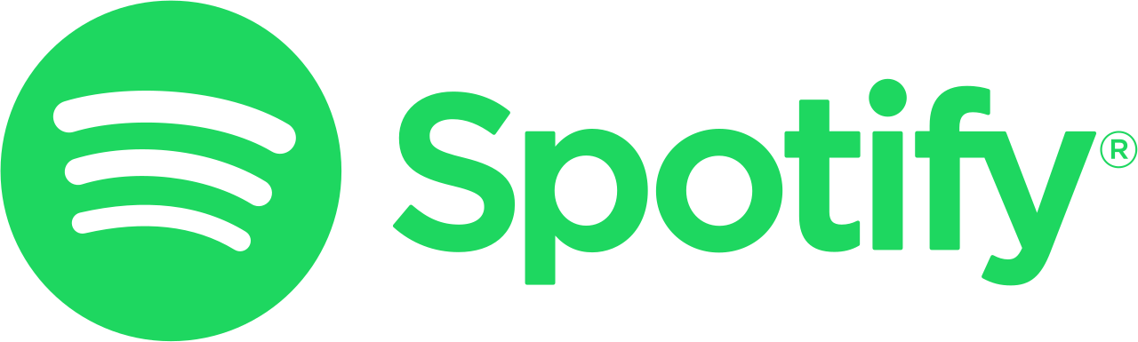 Green Spotify logo with three curved black sound waves inside a circle and the word Spotify in green text.