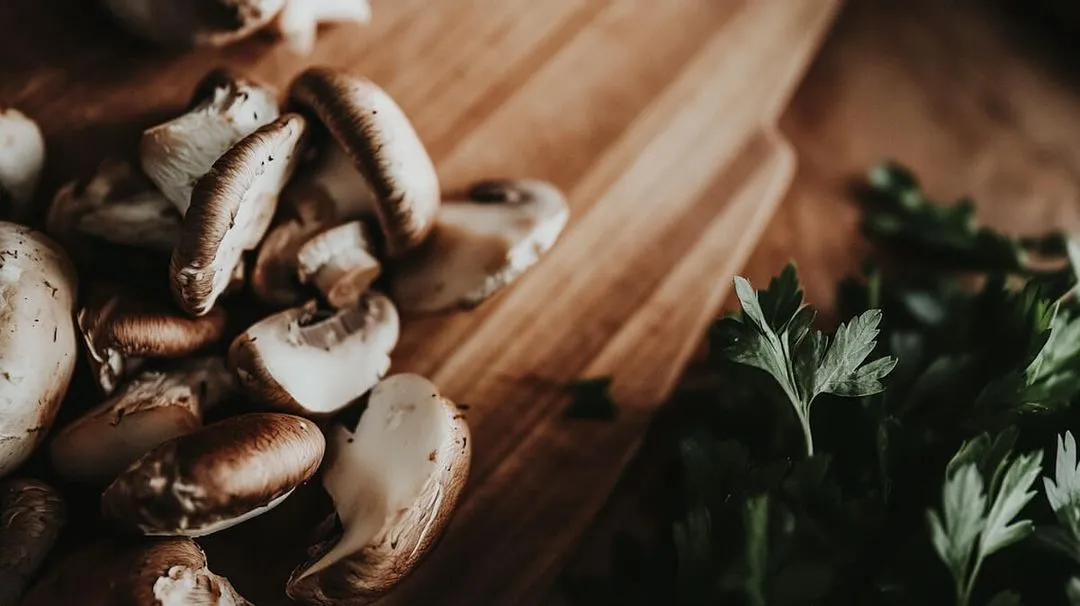 Mushrooms and Parsley Close-up (