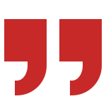 Red double quotation mark symbol.