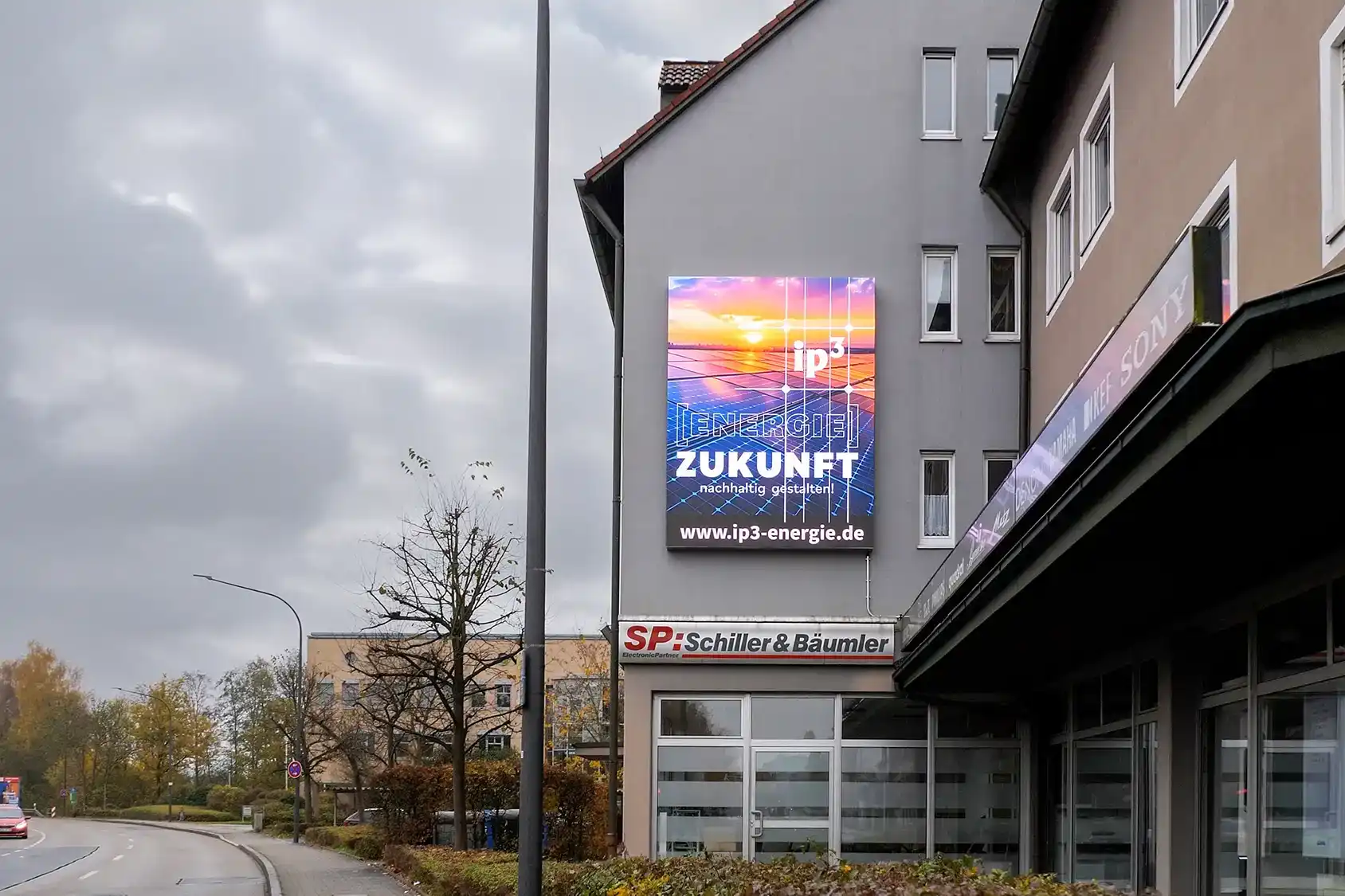 LED Wand an einem Gebäude