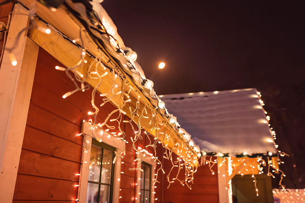Christmas light installation for a home.