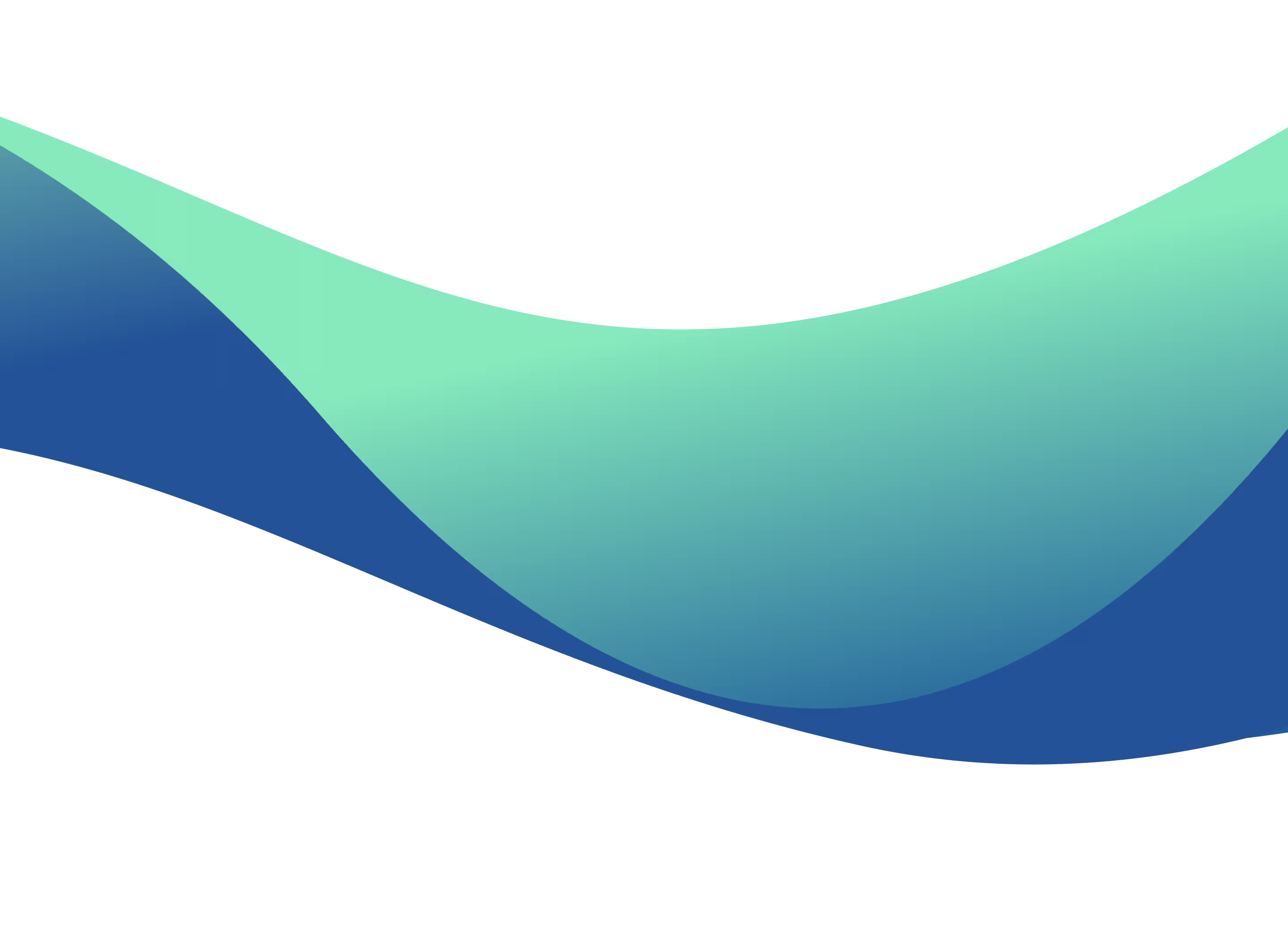 Abstract wave shapes in blue and teal gradient on a black background.