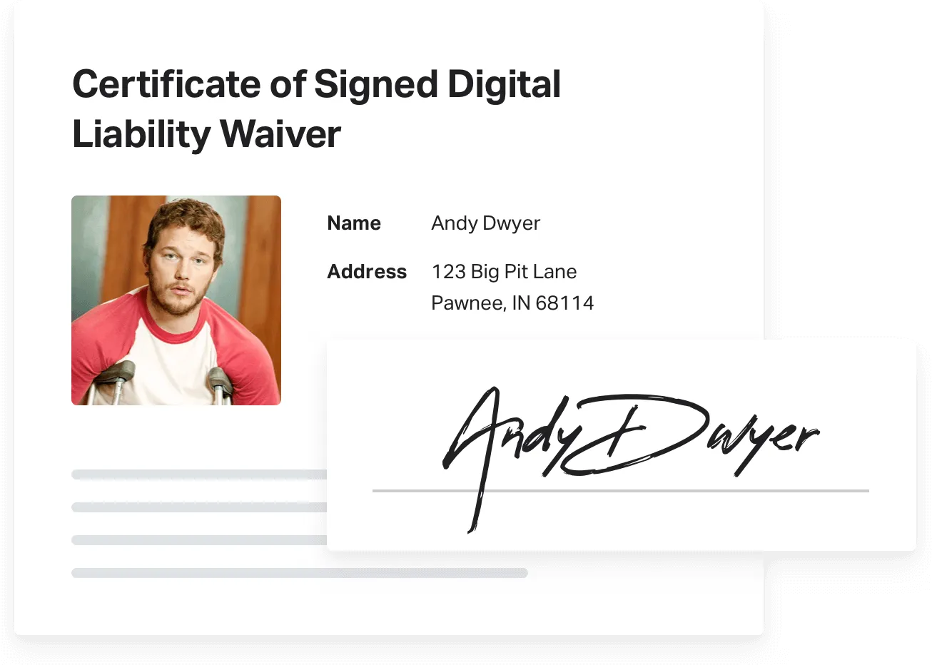 a man's signature on a card