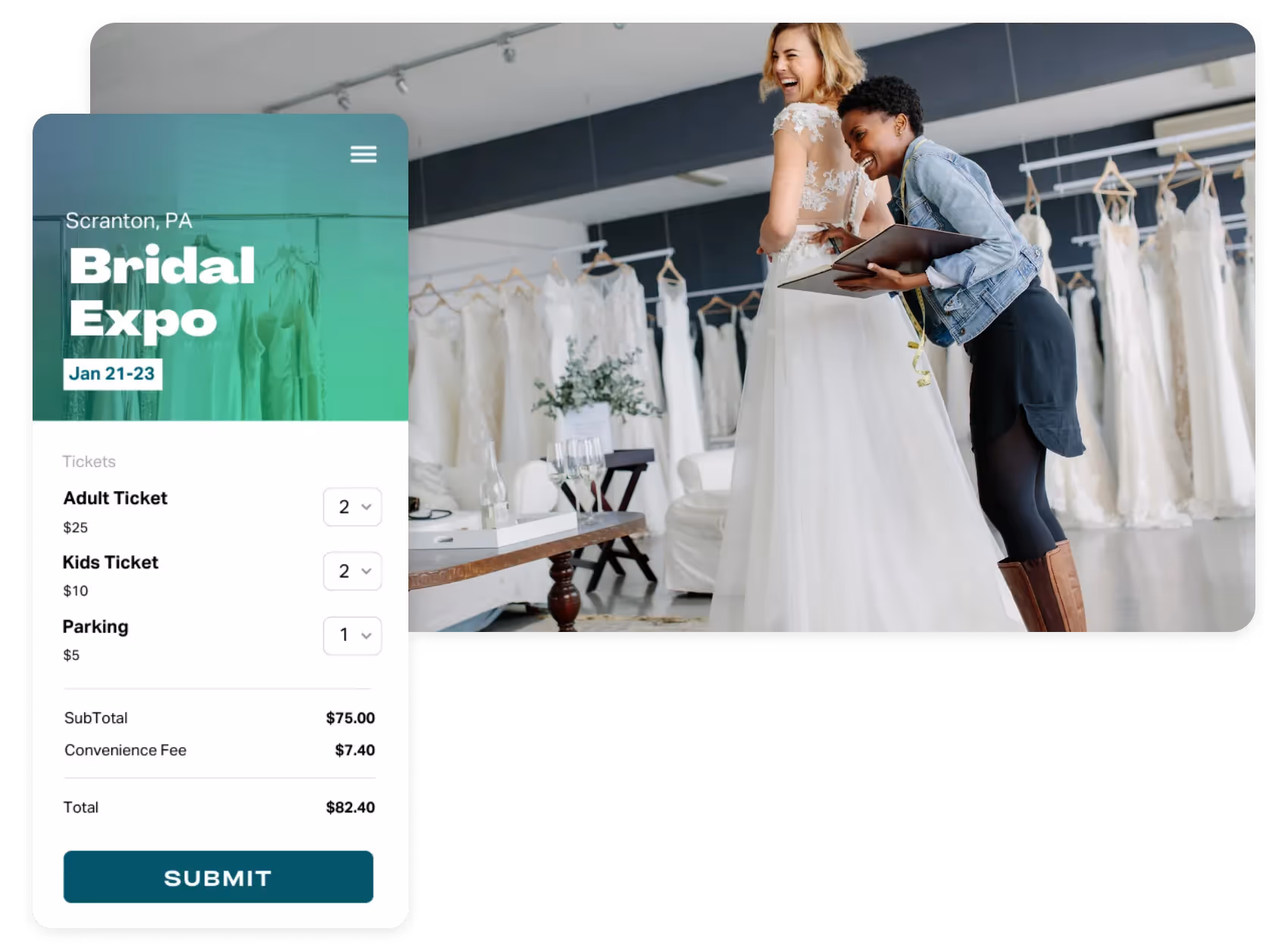 a screenshot of a phone showing a woman in a wedding dress