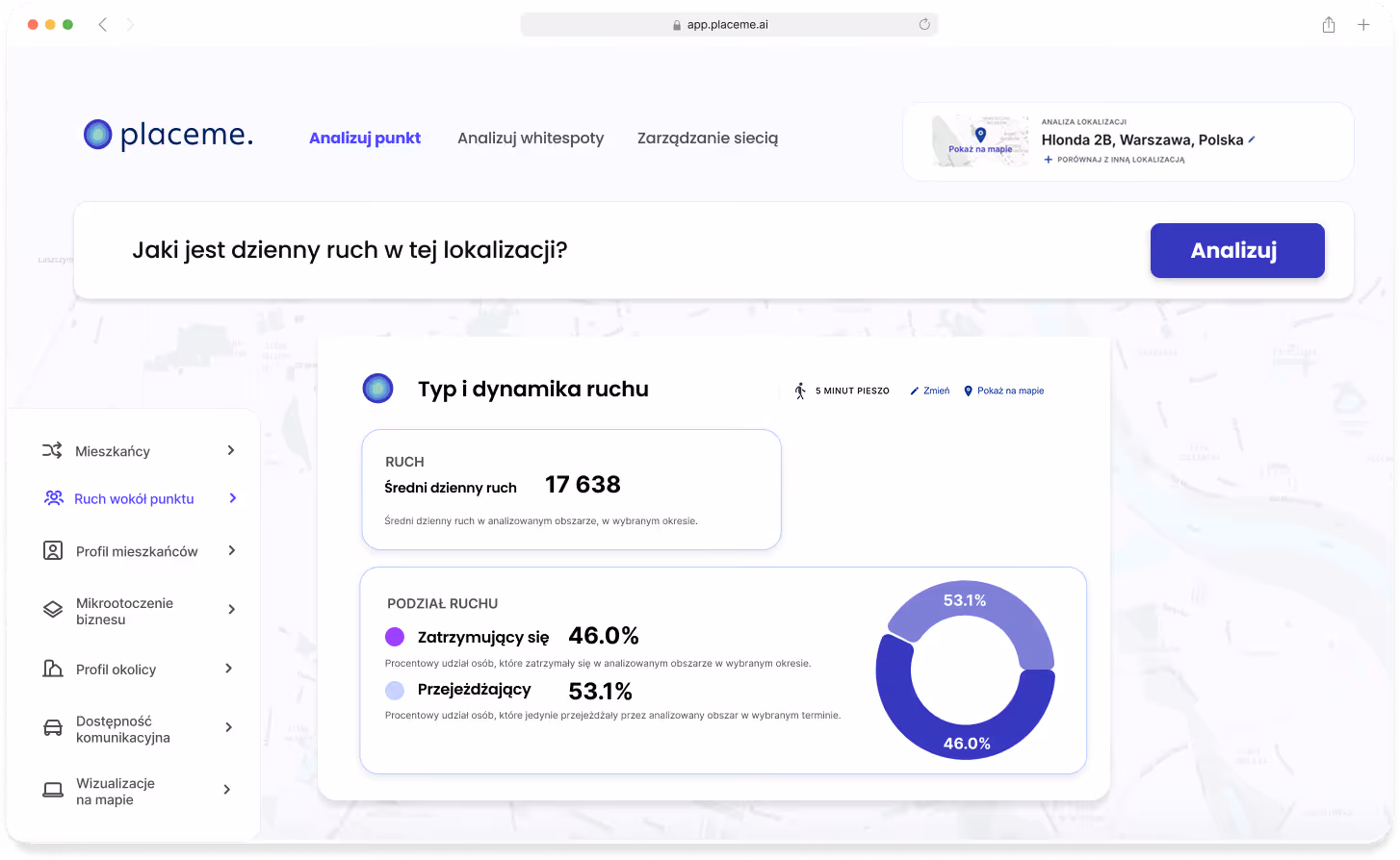Panel do analizowania potencjału lokalizacji.