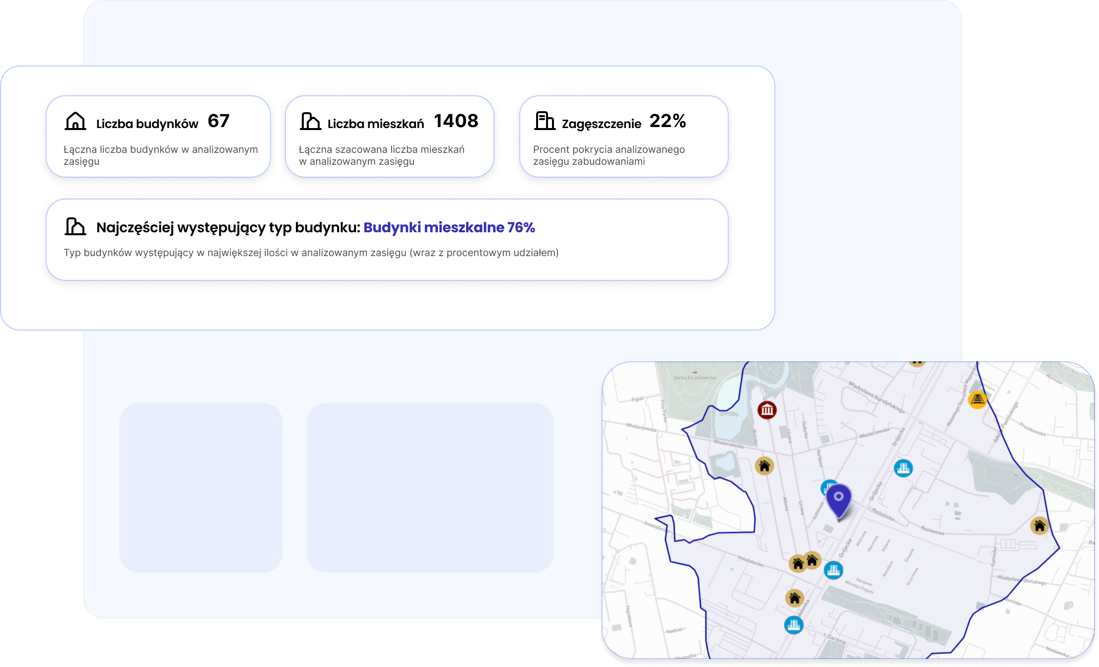 Dane geoprzestrzenne - profil okolicy, dane w aplikacji Placeme