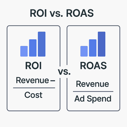 Comparison chart explaining ROI vs ROAS for leaders