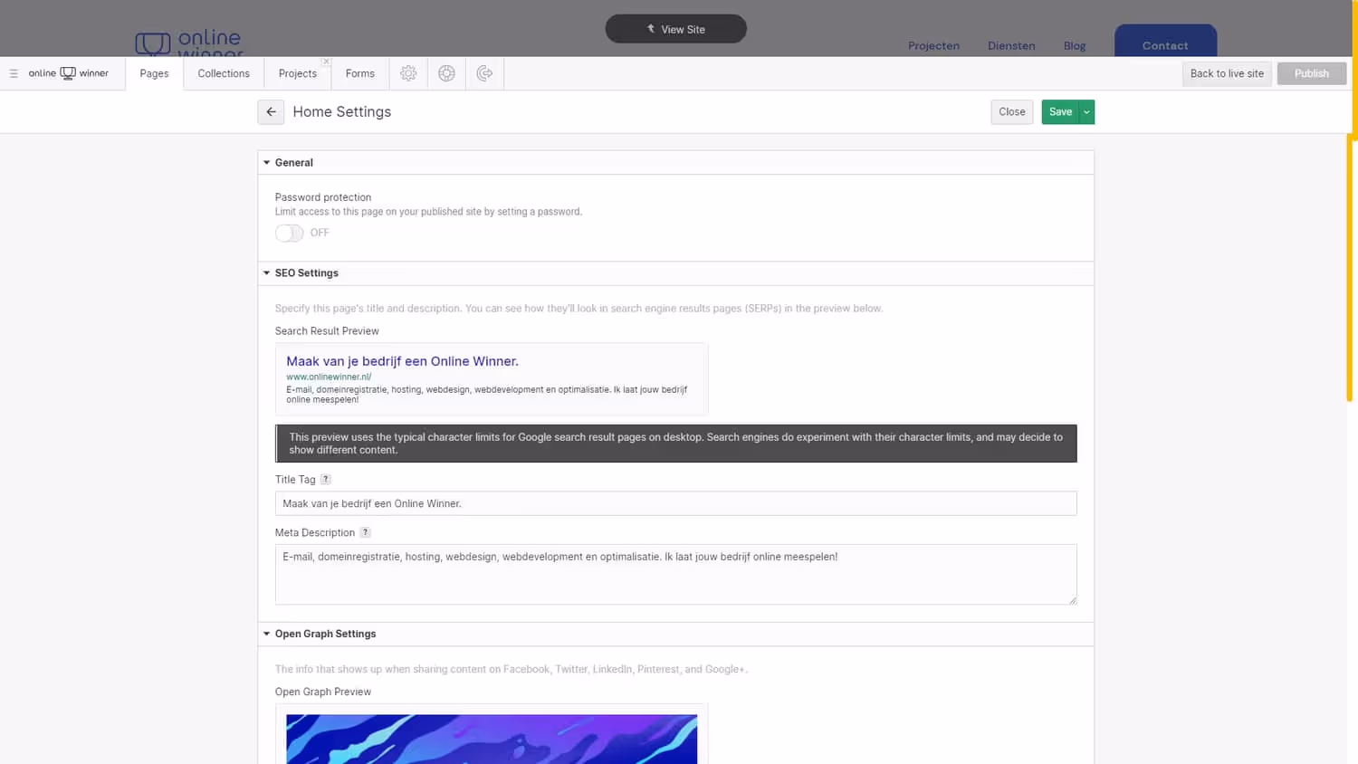 Webflow CMS SEO settings