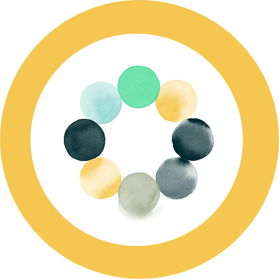 An image of individual circles in a pattern that forms 1 large circle.