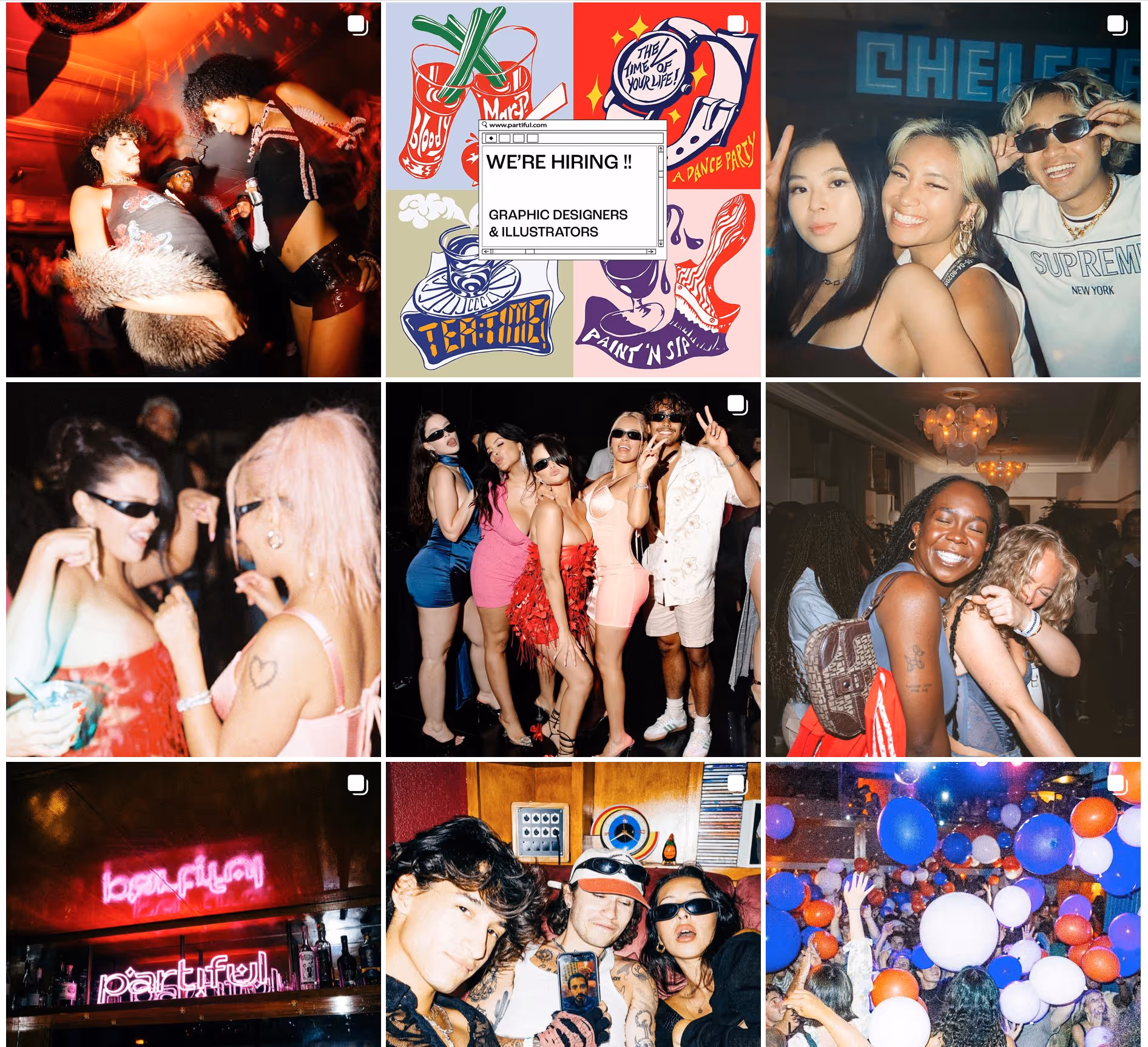 A screenshot of Partiful's Instagram