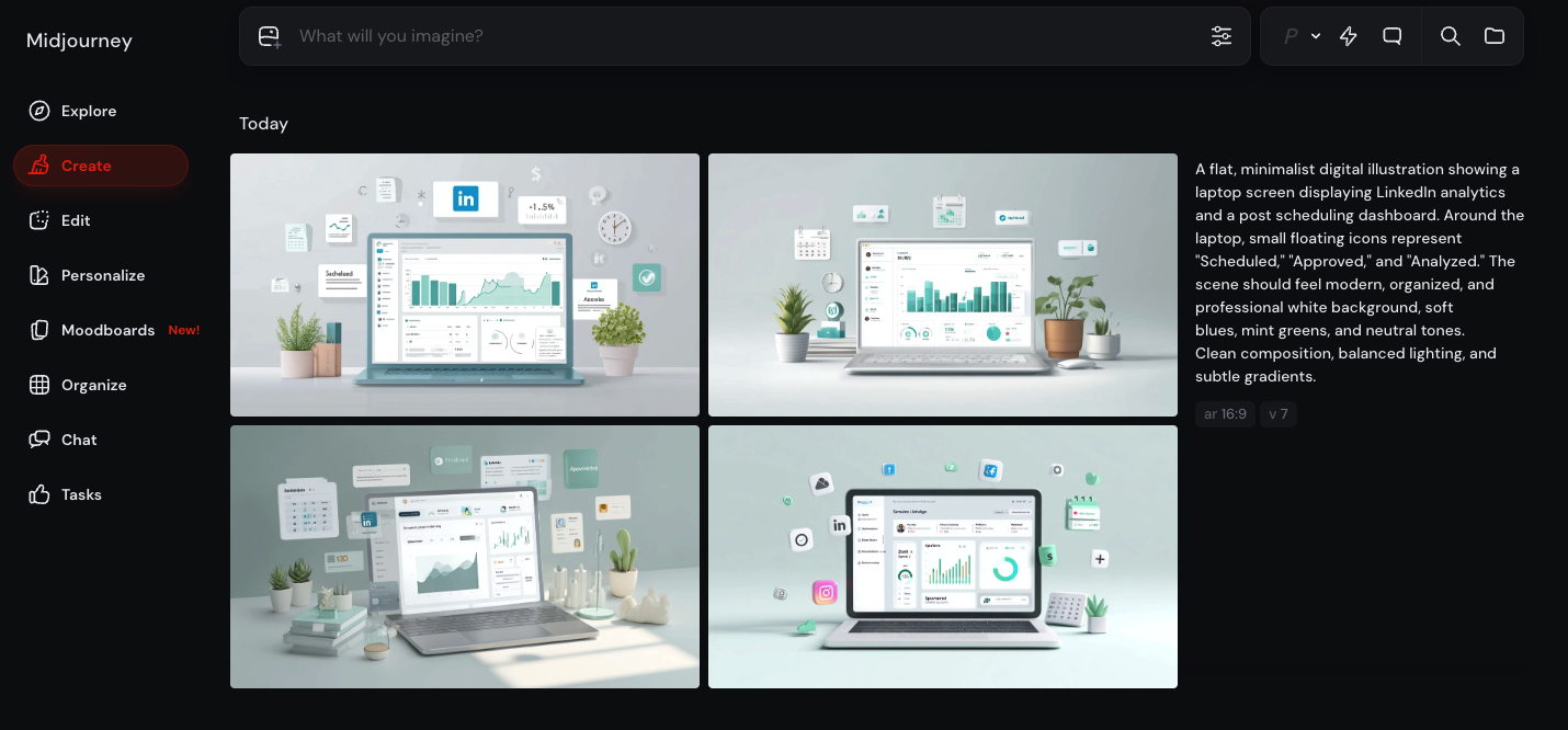 A screenshot of a workspace from Midjourney