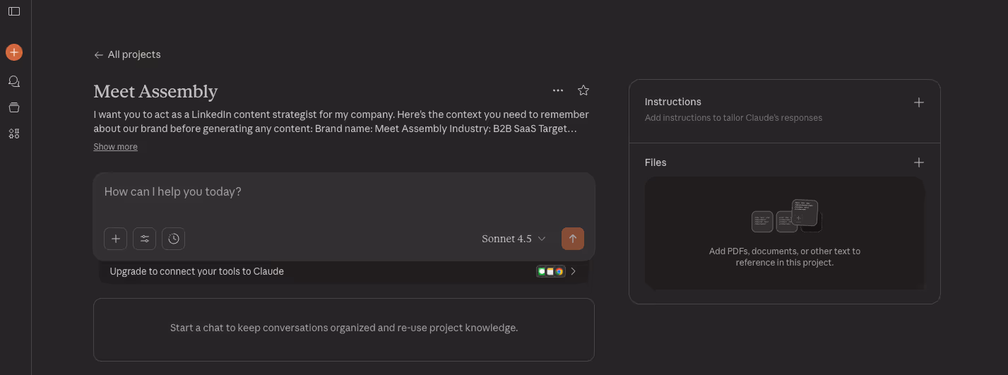 A screenshot of a Project from ClaudeAi