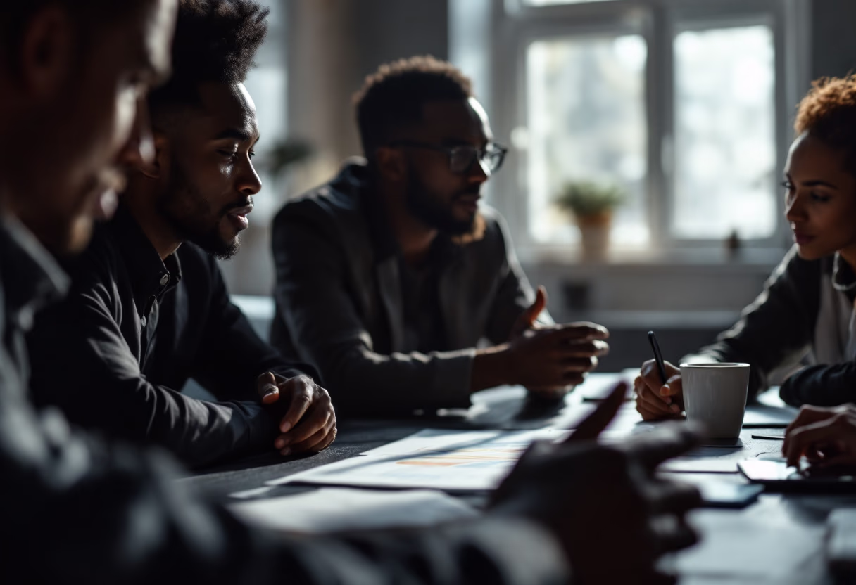 image of a collaborative team meeting (for a ai education tech company)