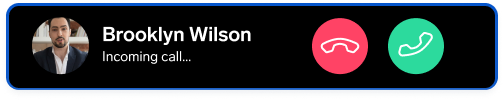 Benutzeroberfläche eines eingehenden Videoanrufs von Brooklyn Wilson mit Schaltflächen zum Ablehnen und Annehmen.
