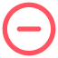 Red circle with a horizontal white minus sign inside.
