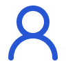 A simple blue line icon of a single user/person.