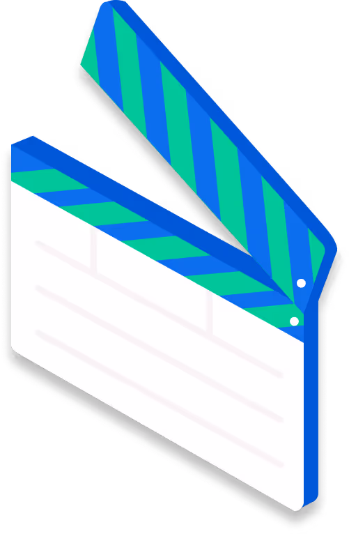 A pixel-art style icon of a movie clapperboard.