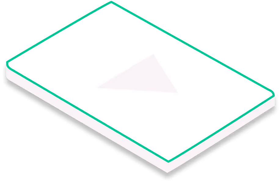 Eine weiße, isometrische Fläche mit einem grünen Auswahlrahmen und einem leichten Play-Dreieck in der Mitte.