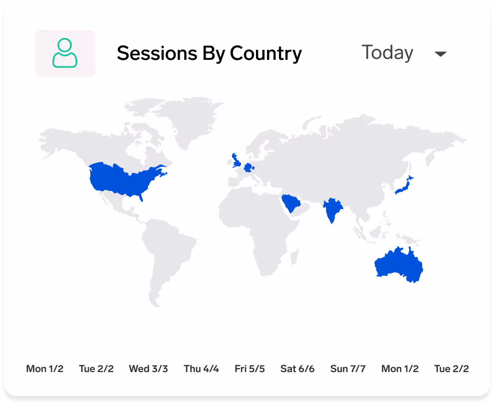 A preview image of a world map with several blue location indicators.