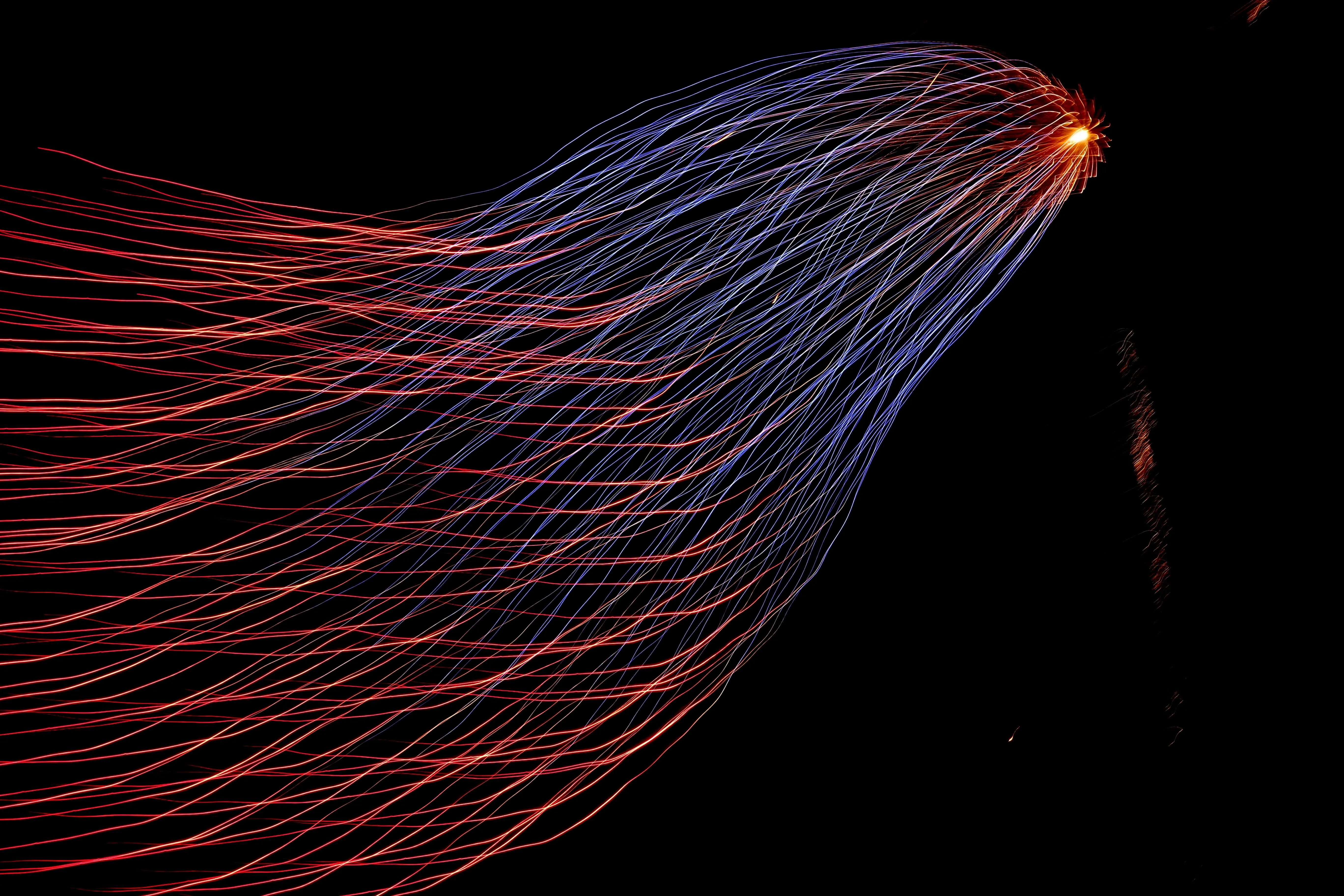 Black background with multi color lines 