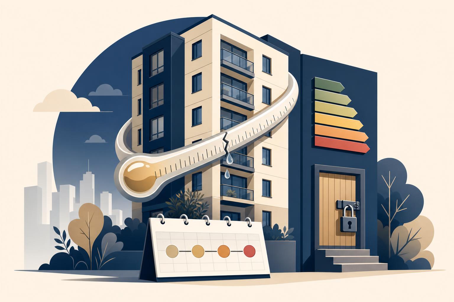 Illustration editoriale — DPE et passoires thermiques : calendrier et impact