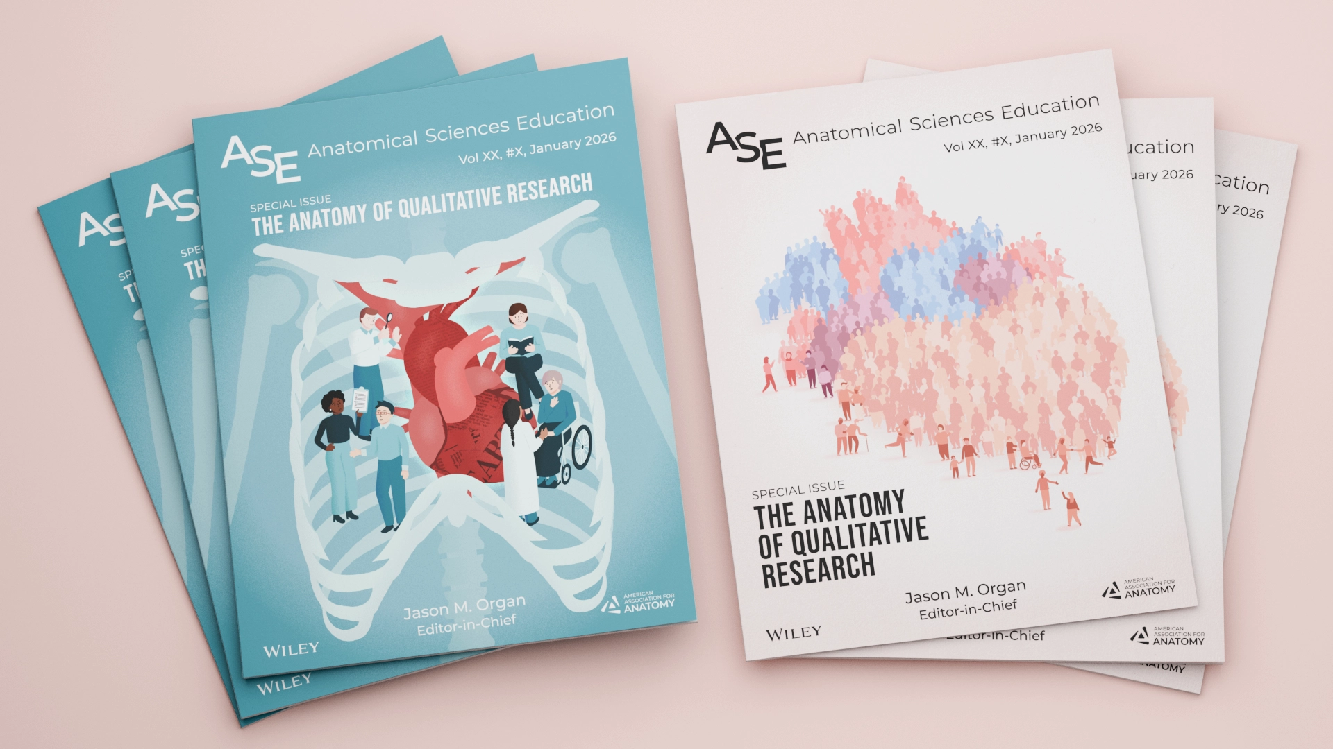 A mockup of two cover illustrations created for the ASE