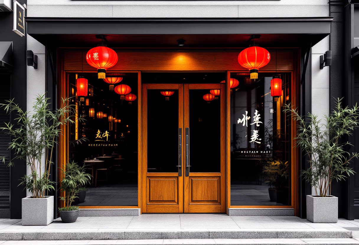 image of welcoming restaurant entrance (for a chinese restaurant)