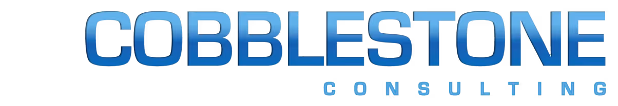 Logo of Cobblestone Consulting with 'COBBLESTONE' in large blue uppercase letters and 'CONSULTING' beneath in smaller blue letters.