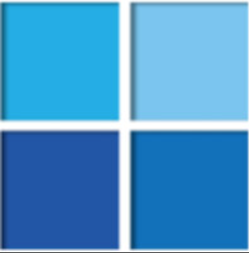 Four squares arranged in a 2x2 grid with varying shades of blue.
