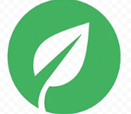 White leaf icon inside a solid green circle.