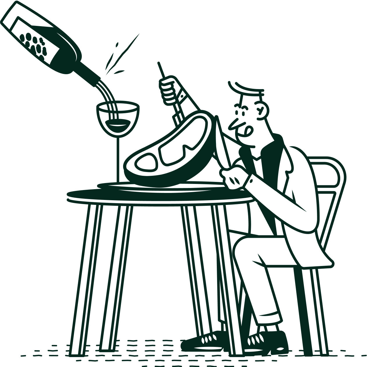 Illustration of a person dining