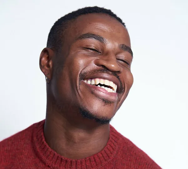 Alpha Male Red Shirt Happy