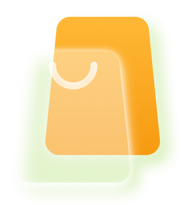 Abstract graphic of overlapping shopping bags representing packaging design for an ecommerce site