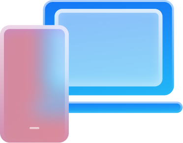 3D laptop and smartphone graphic representing online profile setup