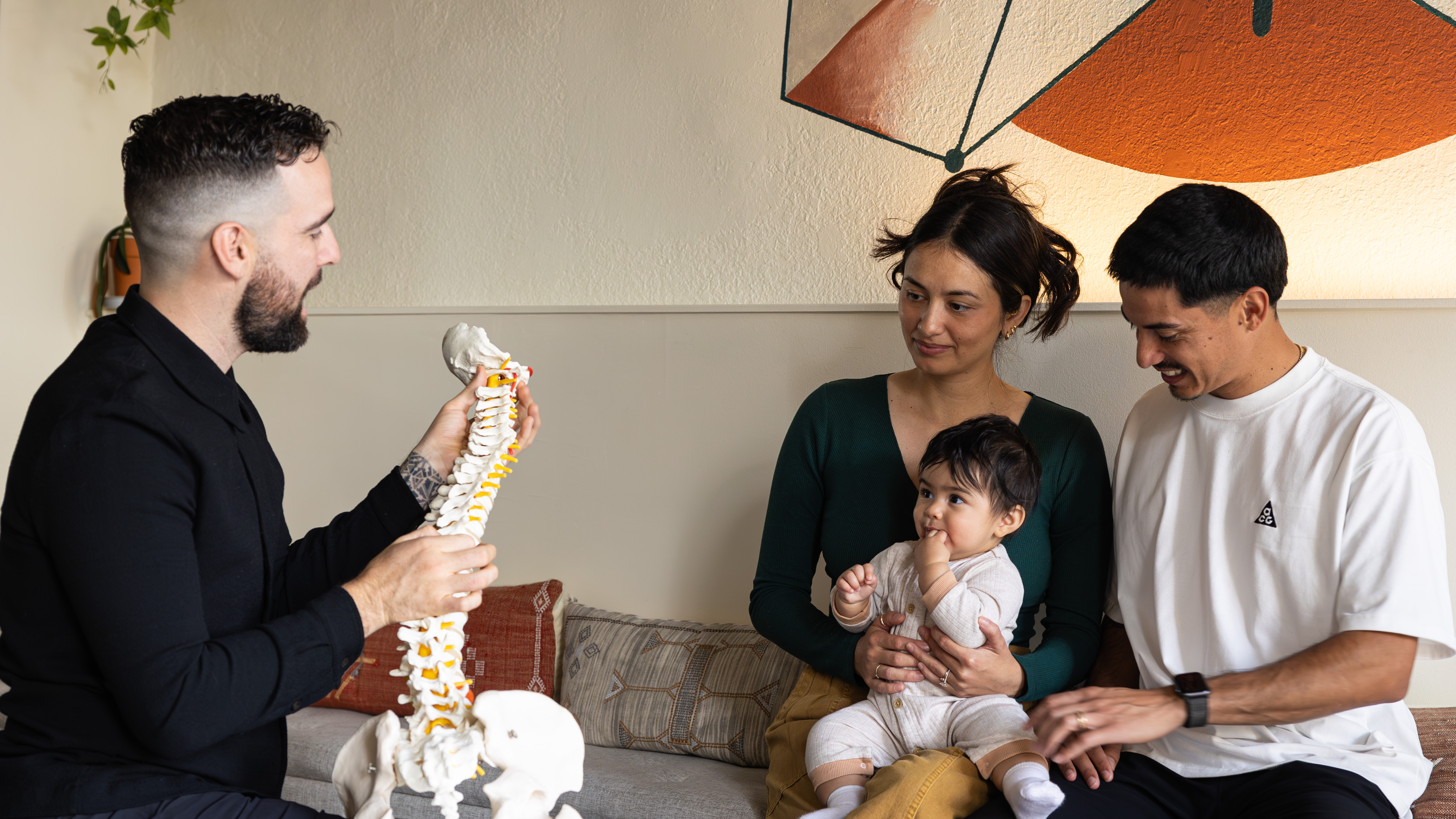 Family participating in a health workshop