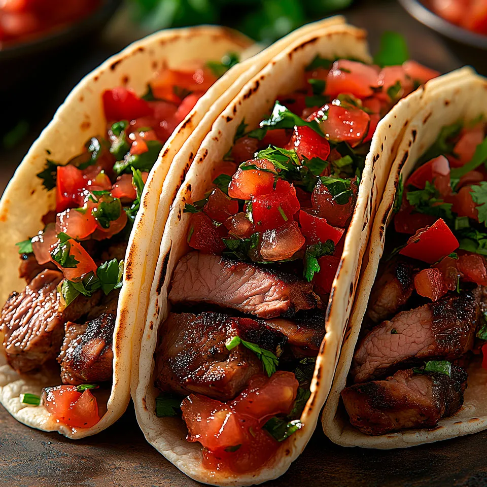bife steak tacos with "pico de gallo"