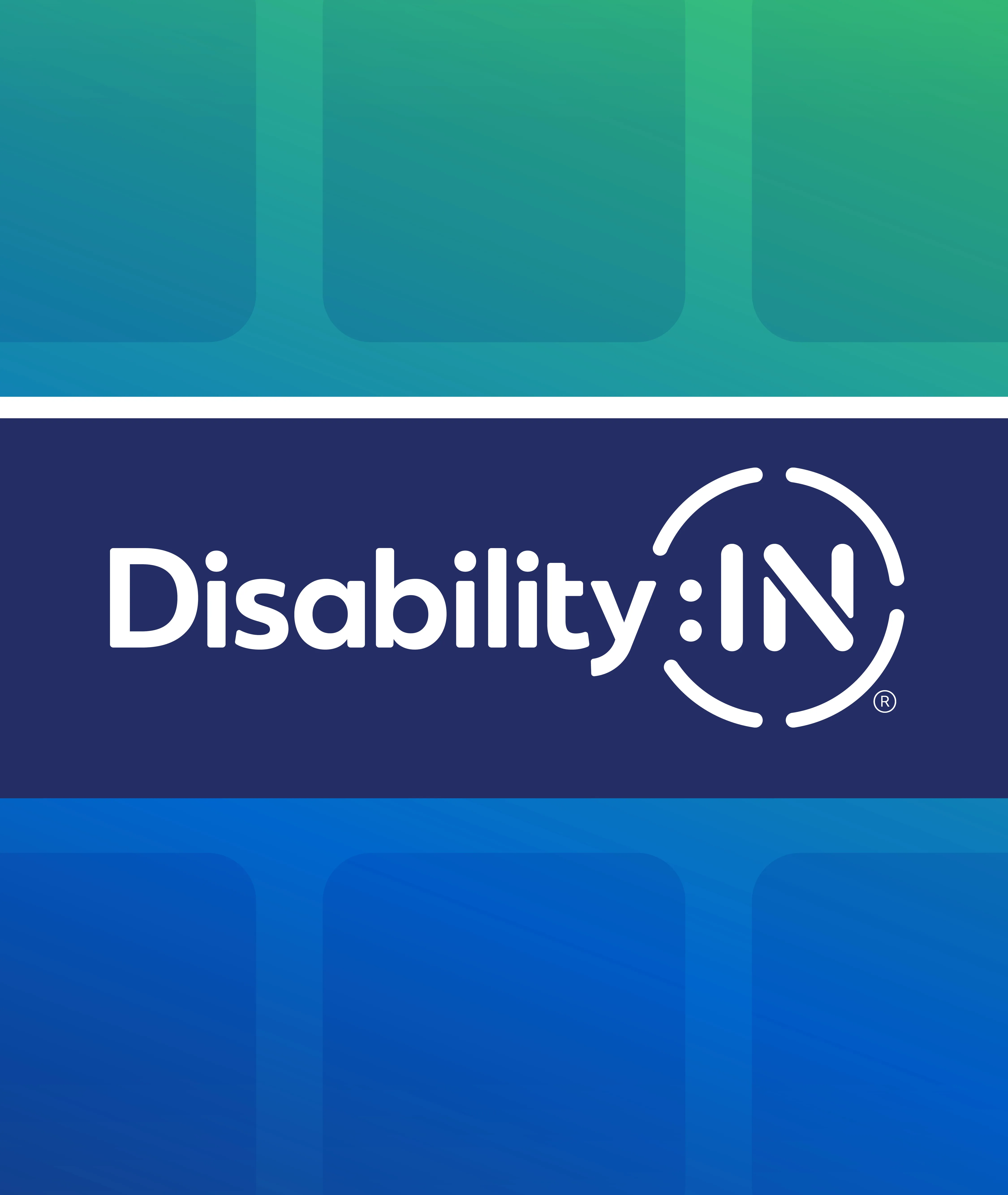 Disability:IN® against neon gradient background.