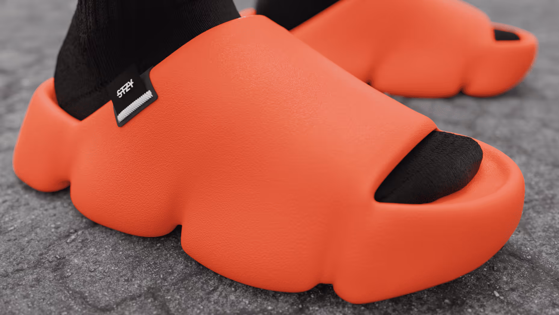 STZY Bright Orange Cloud Slides