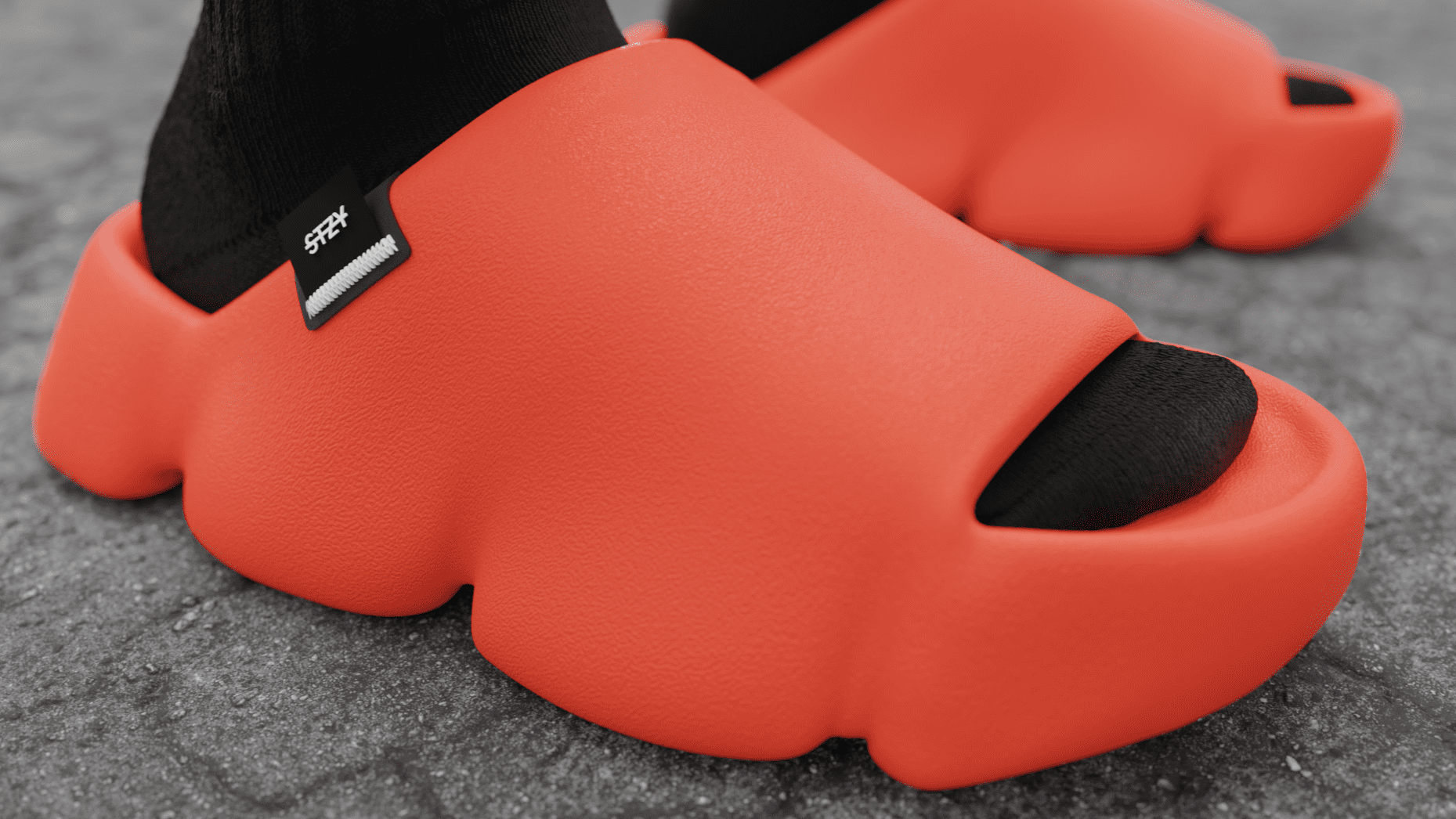 STZY Bright Orange Cloud Slides