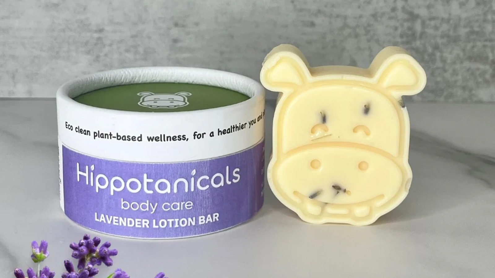 Hippotanicals body care lavender lotion bar.