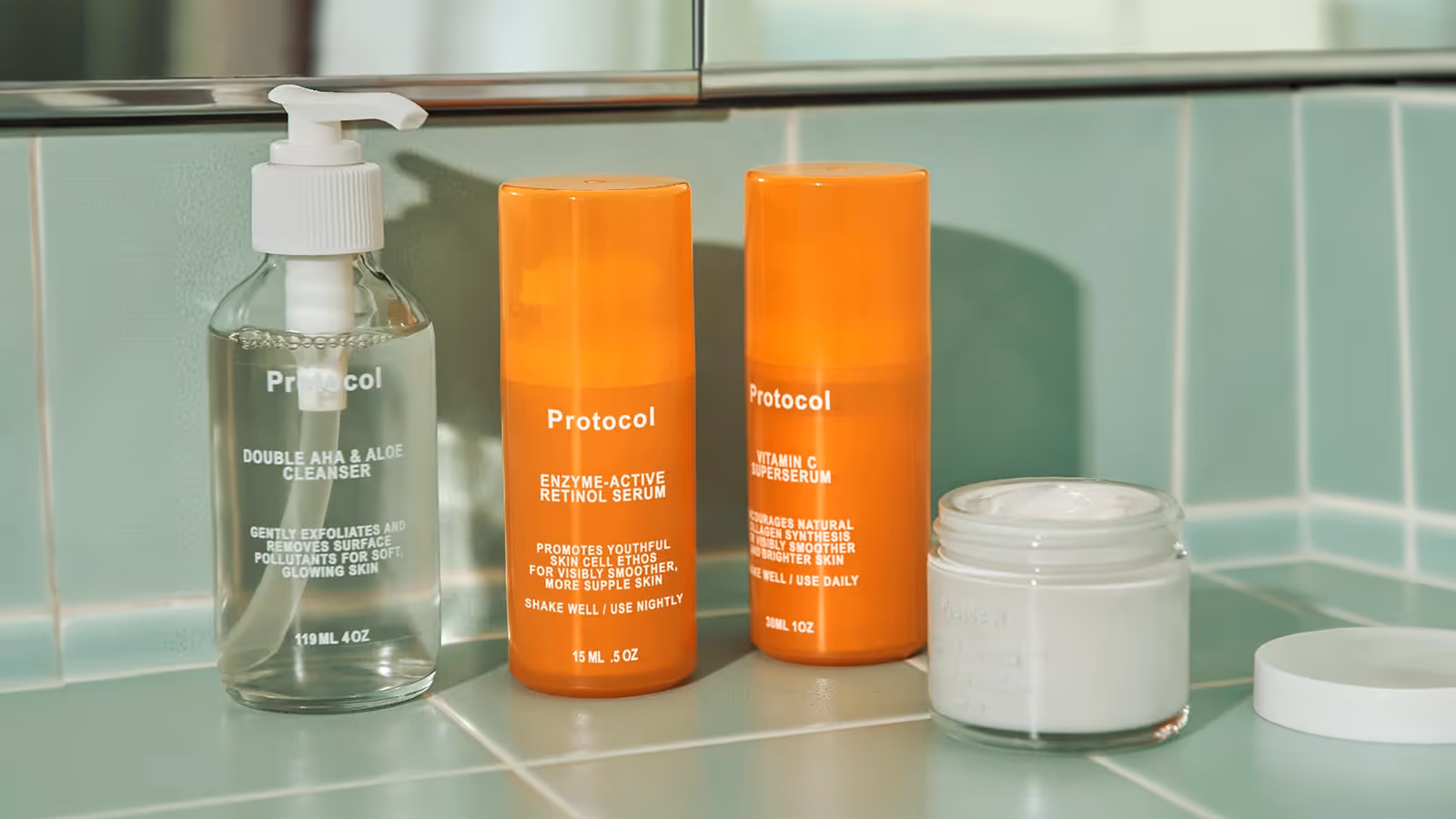 Protocal Lab products in bathroom.