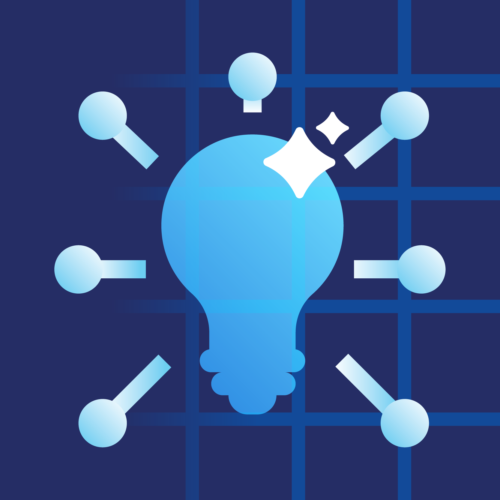 Light blue lightbulb design background.