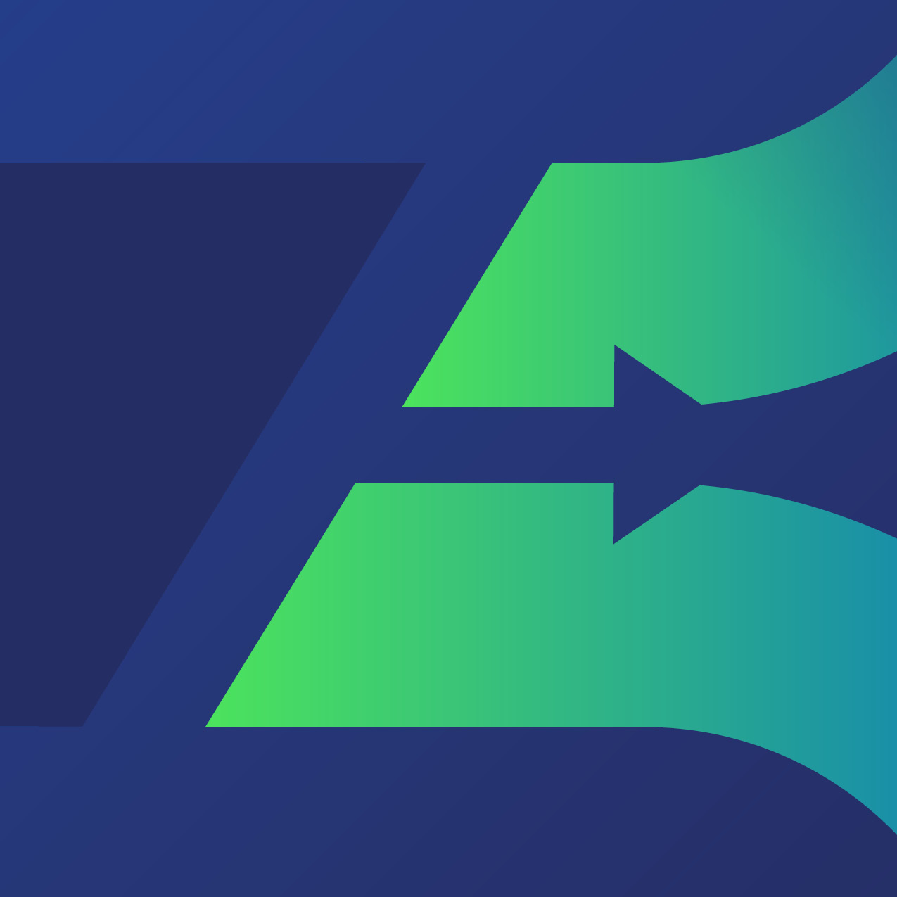 A dark blue background behind two green paths diverged by an arrow
