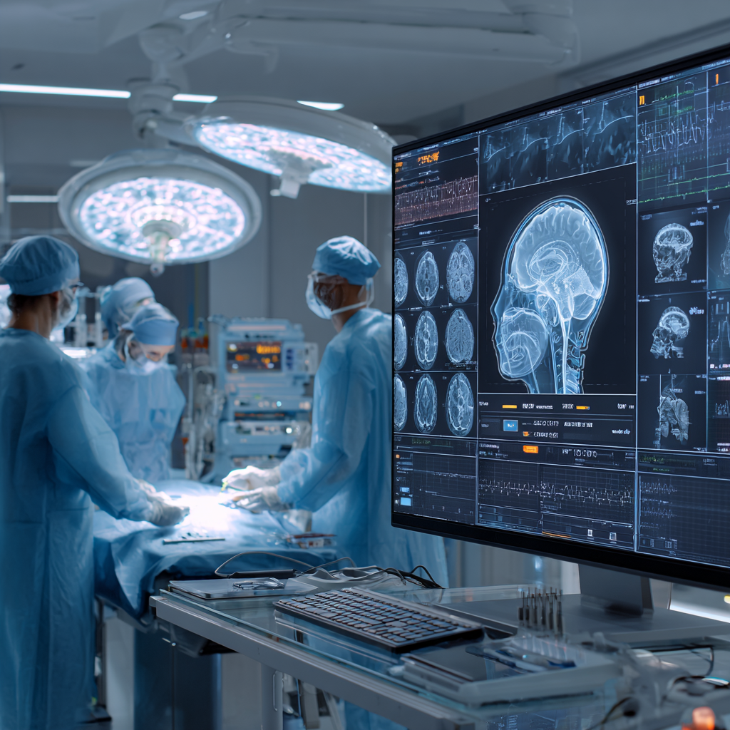 [background image] image of a medical team collaborating (for a ai healthcare company)