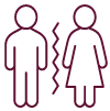 Divorce Icon Showing Split Between Two Individuals