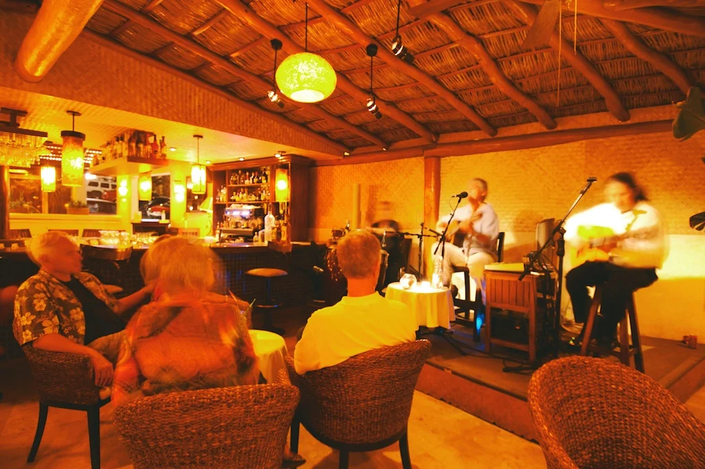 Live music night with musicians performing at La Palapa, Puerto Vallarta