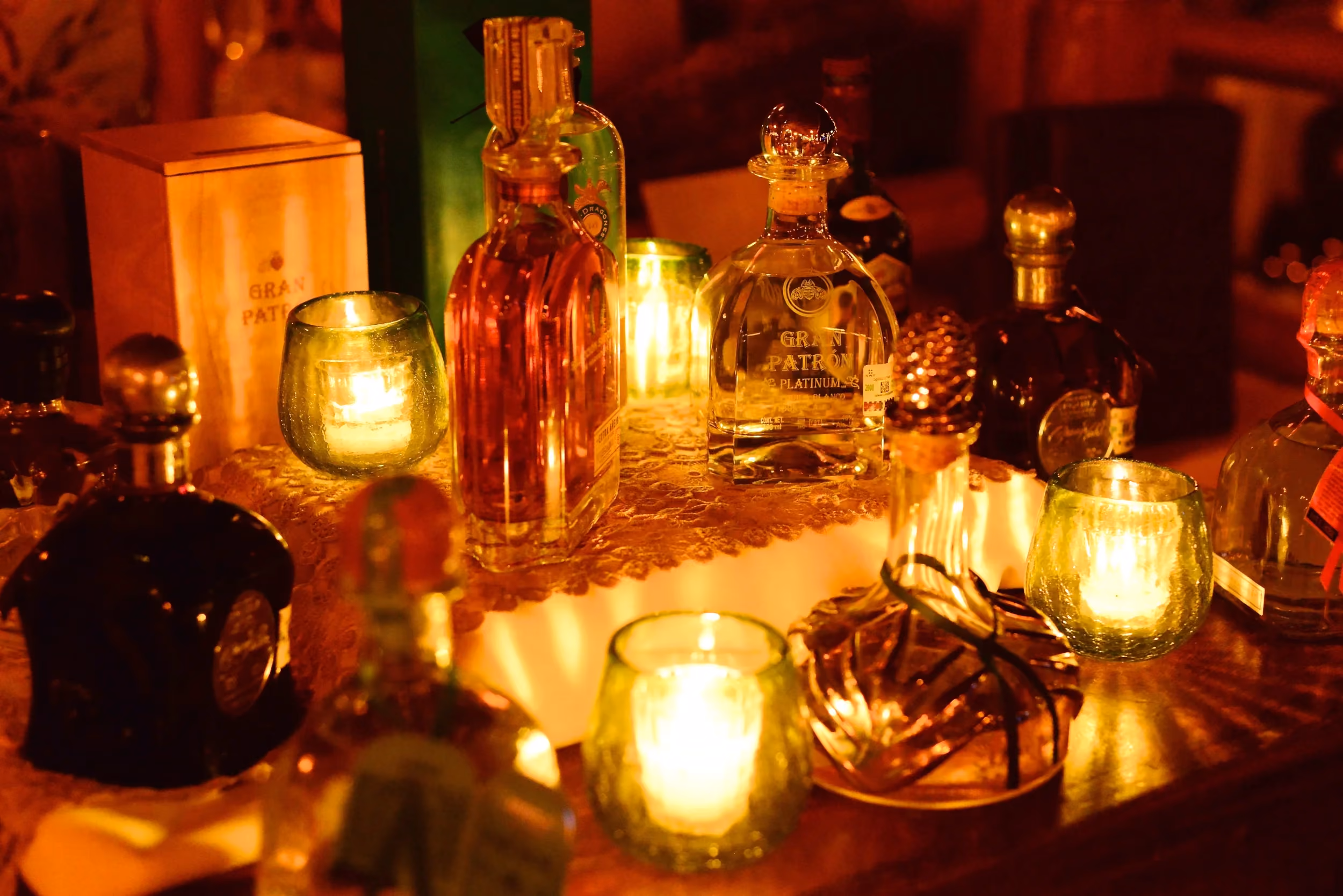 Handcrafted cocktails and premium tequila by candlelight at La Palapa