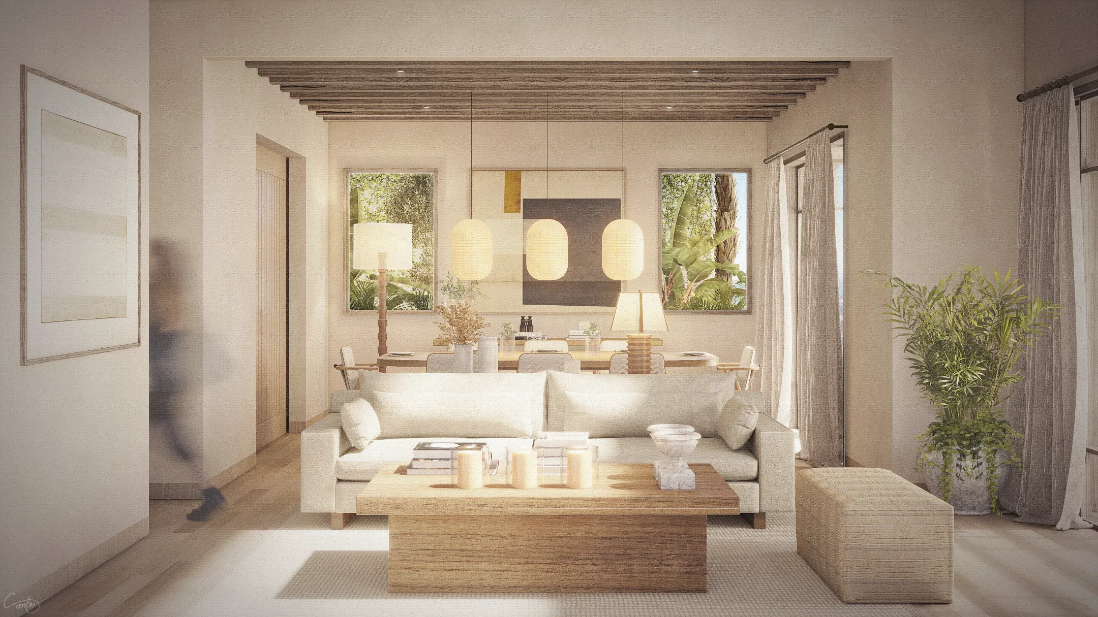 Sala y comedor, Fachada de casa Candé at real del mar