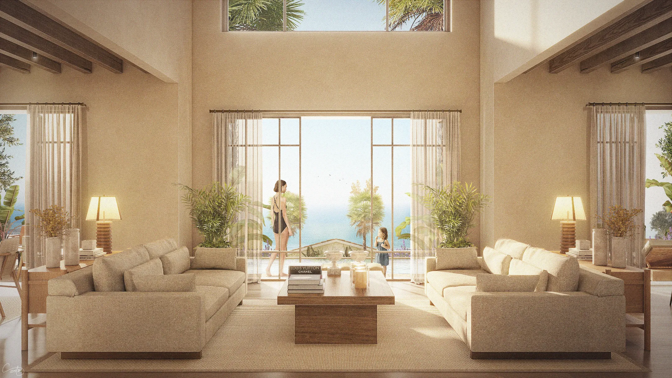 Sala de casa, Fachada de casa Candé at real del mar