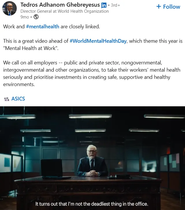 WHO supporting ASICS campaign